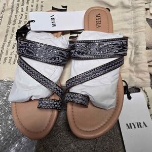 Myra Black and Silver Sandals